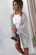Load image into Gallery viewer, Gray Oversized Fold Over Sleeve Open Front Cardigan - Fashion Queen -  7
