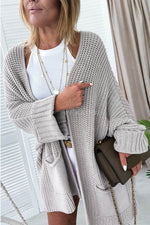 Load image into Gallery viewer, Gray Oversized Fold Over Sleeve Open Front Cardigan - Fashion Queen -  8
