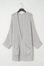 Load image into Gallery viewer, Gray Oversized Fold Over Sleeve Open Front Cardigan - Fashion Queen -  9
