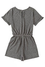 Load image into Gallery viewer, Gray Ribbed Elastic Waist Romper - Fashion Queen -  9
