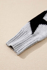 Load image into Gallery viewer, Gray Star Pattern Drop Shoulder Sweater - Fashion Queen -  16
