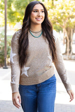 Load image into Gallery viewer, Gray Star Pattern Drop Shoulder Sweater - Fashion Queen -  18
