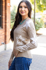 Load image into Gallery viewer, Gray Star Pattern Drop Shoulder Sweater - Fashion Queen -  19
