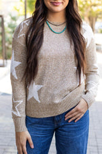 Load image into Gallery viewer, Gray Star Pattern Drop Shoulder Sweater - Fashion Queen -  21
