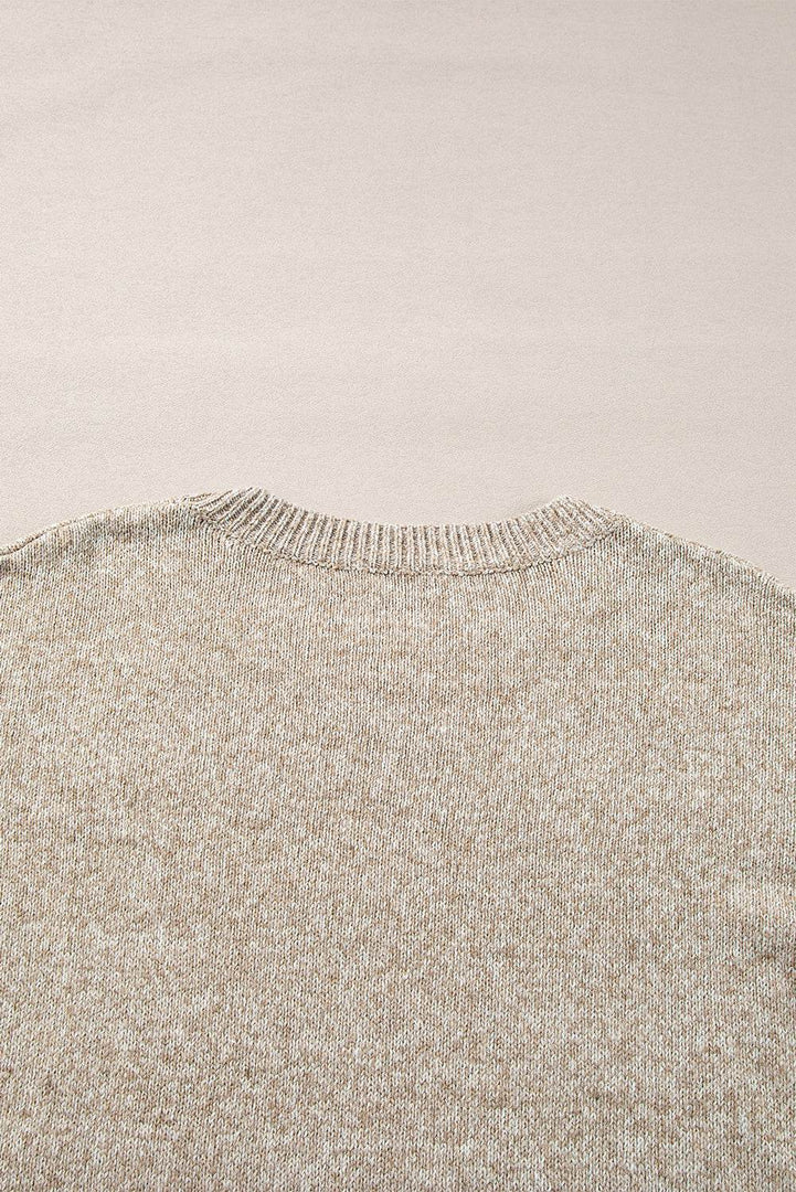 Gray Star Pattern Drop Shoulder Sweater - Fashion Queen -  29