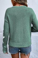 Load image into Gallery viewer, Gray Star Pattern Drop Shoulder Sweater - Fashion Queen -  8
