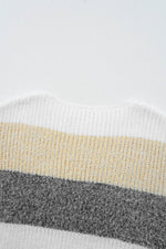 Load image into Gallery viewer, Gray Stripe Colorblock Bubble Sleeve Drop Shoulder Sweater Dress - Fashion Queen -  9
