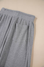 Load image into Gallery viewer, Gray Waffle Knit Drawstring High Waist Wide Leg Pants - Fashion Queen -  10
