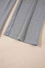 Load image into Gallery viewer, Gray Waffle Knit Drawstring High Waist Wide Leg Pants - Fashion Queen -  8
