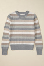 Load image into Gallery viewer, Green Color Block Ribbed Edge Round Neck Sweater - Fashion Queen -  14
