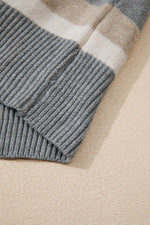 Load image into Gallery viewer, Green Color Block Ribbed Edge Round Neck Sweater - Fashion Queen -  17
