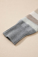 Load image into Gallery viewer, Green Color Block Ribbed Edge Round Neck Sweater - Fashion Queen -  18
