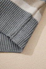 Load image into Gallery viewer, Green Color Block Ribbed Edge Round Neck Sweater - Fashion Queen -  19
