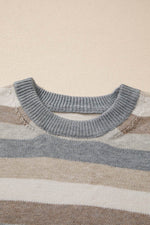 Load image into Gallery viewer, Green Color Block Ribbed Edge Round Neck Sweater - Fashion Queen -  20
