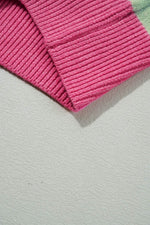 Load image into Gallery viewer, Green Color Block Ribbed Edge Round Neck Sweater - Fashion Queen -  9
