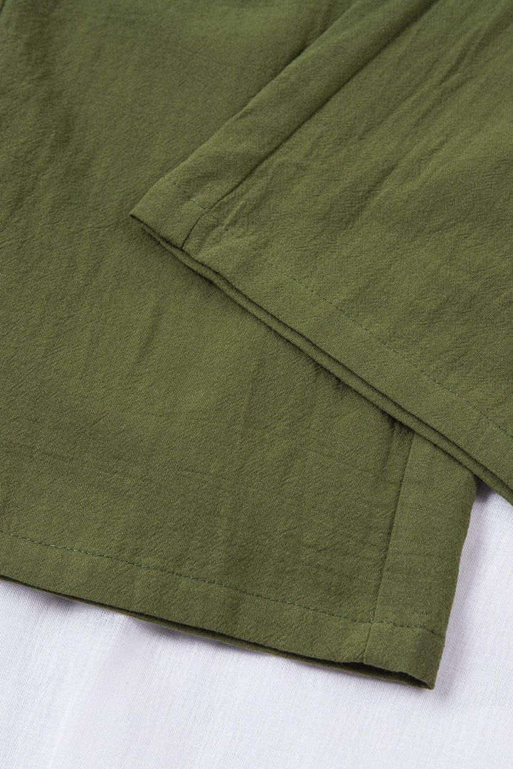 Green Drawstring Elastic Waist Pockets Long Straight Legs Pants - Fashion Queen -  10