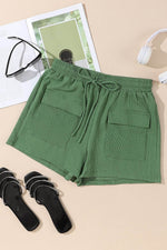 Load image into Gallery viewer, Green Flap Pocket Casual Drawstring Shorts - Fashion Queen -  8
