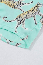 Load image into Gallery viewer, Green Leopard Satin Ruffle Pajama Short Set - Fashion Queen -  13
