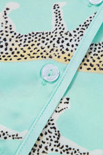 Load image into Gallery viewer, Green Leopard Satin Ruffle Pajama Short Set - Fashion Queen -  14
