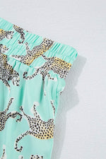 Load image into Gallery viewer, Green Leopard Satin Ruffle Pajama Short Set - Fashion Queen -  16
