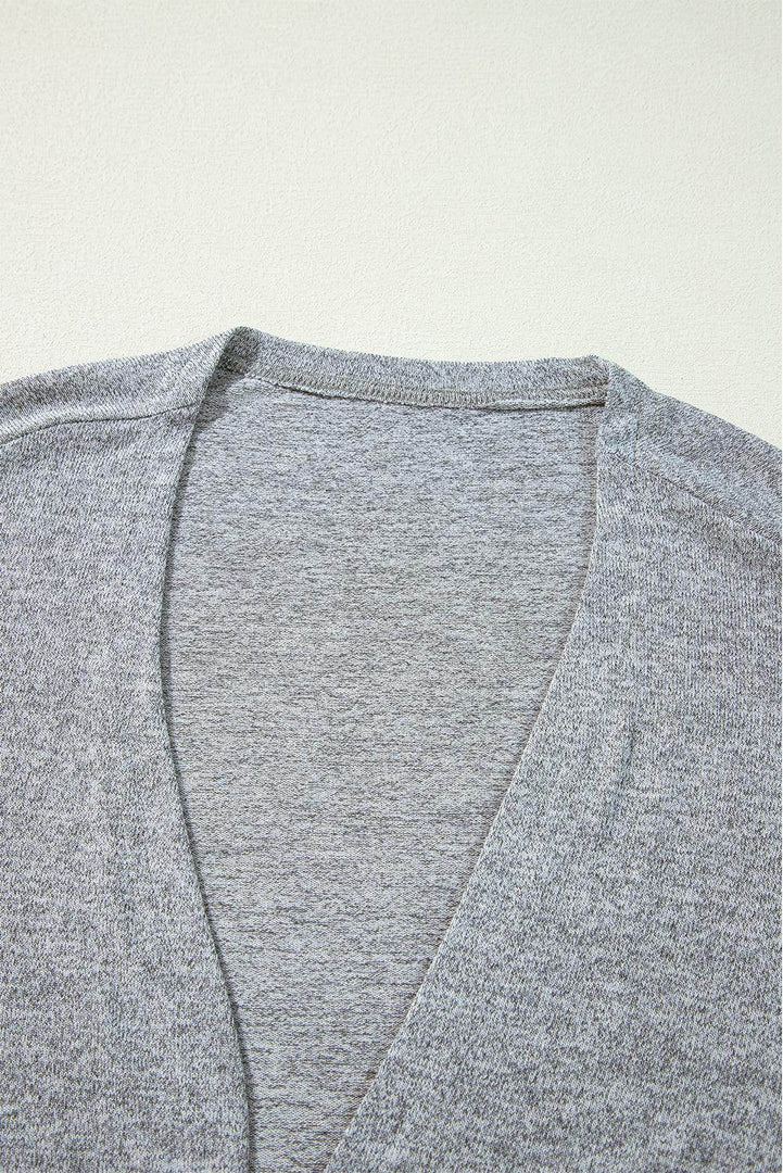High Rise Solid Color Open Front Lightweight Cardigan - Fashion Queen -  8