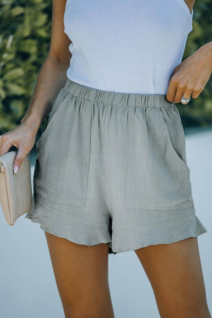 High Waist Pocketed Ruffle Shorts - Fashion Queen -  3