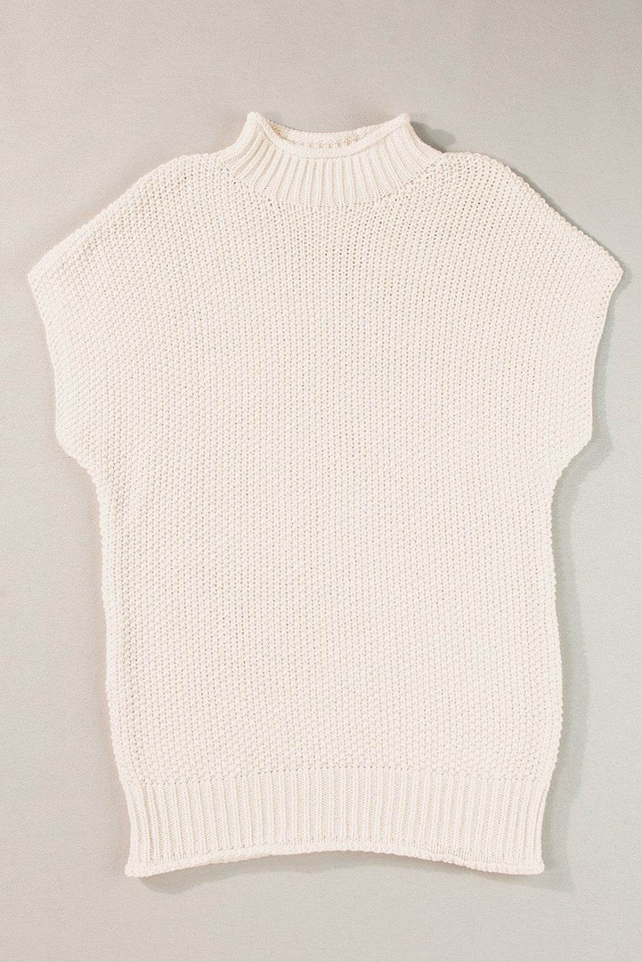 Iceland Blue High Neck Bat Short Sleeve Sweater - Fashion Queen -  17