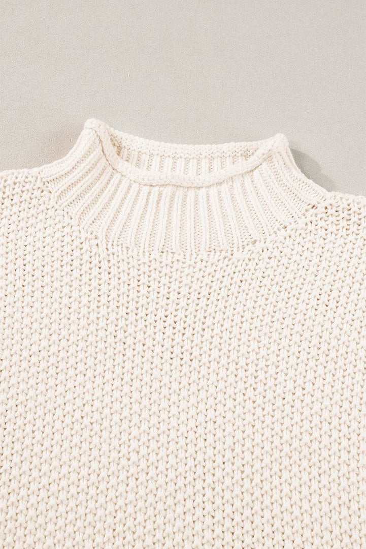 Iceland Blue High Neck Bat Short Sleeve Sweater - Fashion Queen -  19