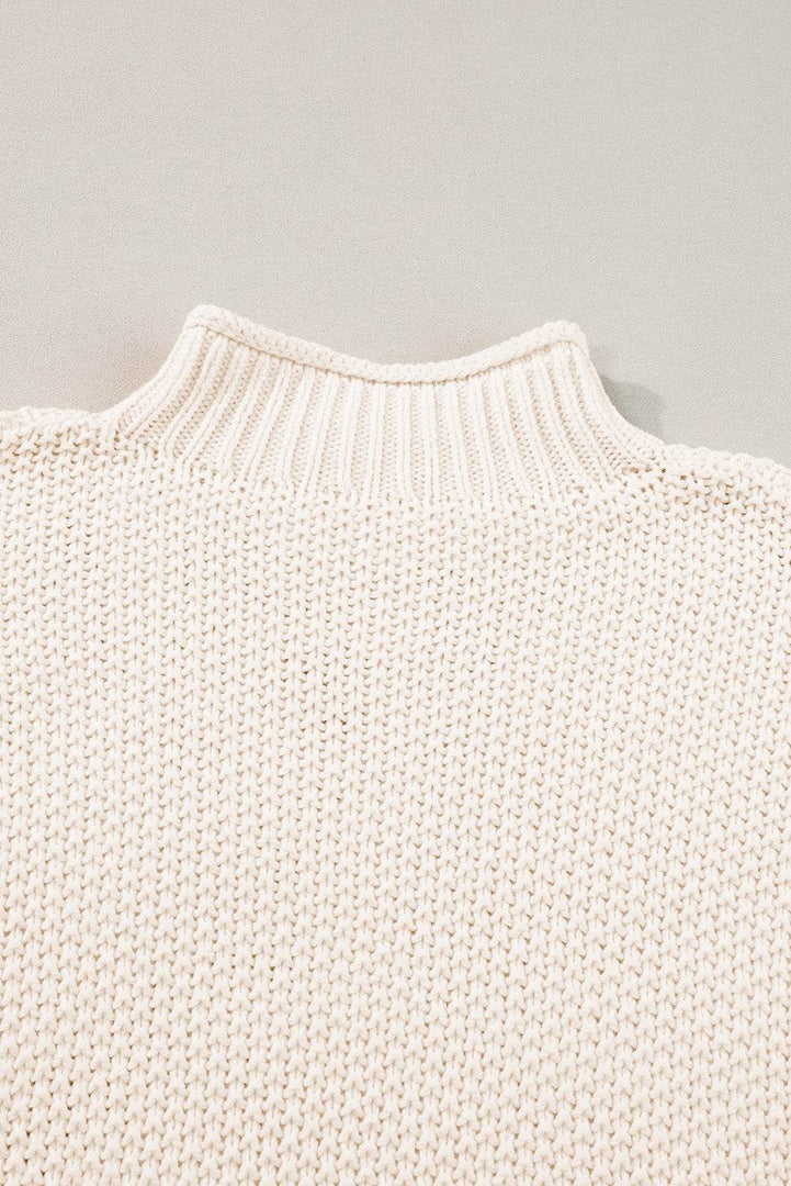Iceland Blue High Neck Bat Short Sleeve Sweater - Fashion Queen -  21