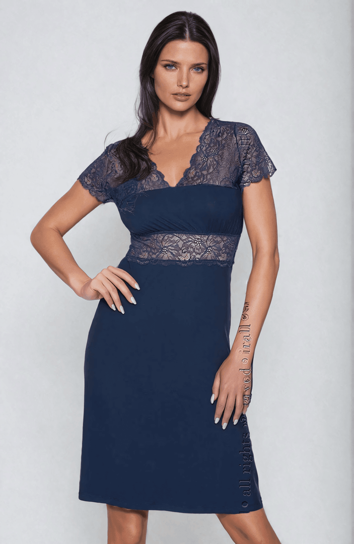 Irall Cameron Nightdress Navy Blue 2XL-5XL - Fashion Queen -  1