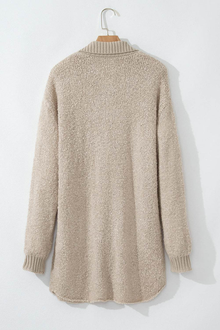 Jet Stream Collared Drop Shoulder Button Up Cardigan with Pocket - Fashion Queen -  7