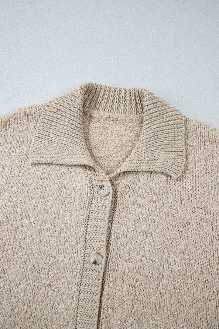 Jet Stream Collared Drop Shoulder Button Up Cardigan with Pocket - Fashion Queen -  8