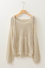 Load image into Gallery viewer, Jet Stream Hollow-out Kangaroo Pocket V Neck Hooded Sweater - Fashion Queen -  8

