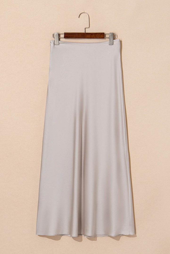 Jet Stream Satin Solid High Waist Maxi Skirt - Fashion Queen -  8