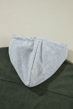 Load image into Gallery viewer, Jungle Green Oversized Corduroy Contrast Hooded Shacket - Fashion Queen -  10
