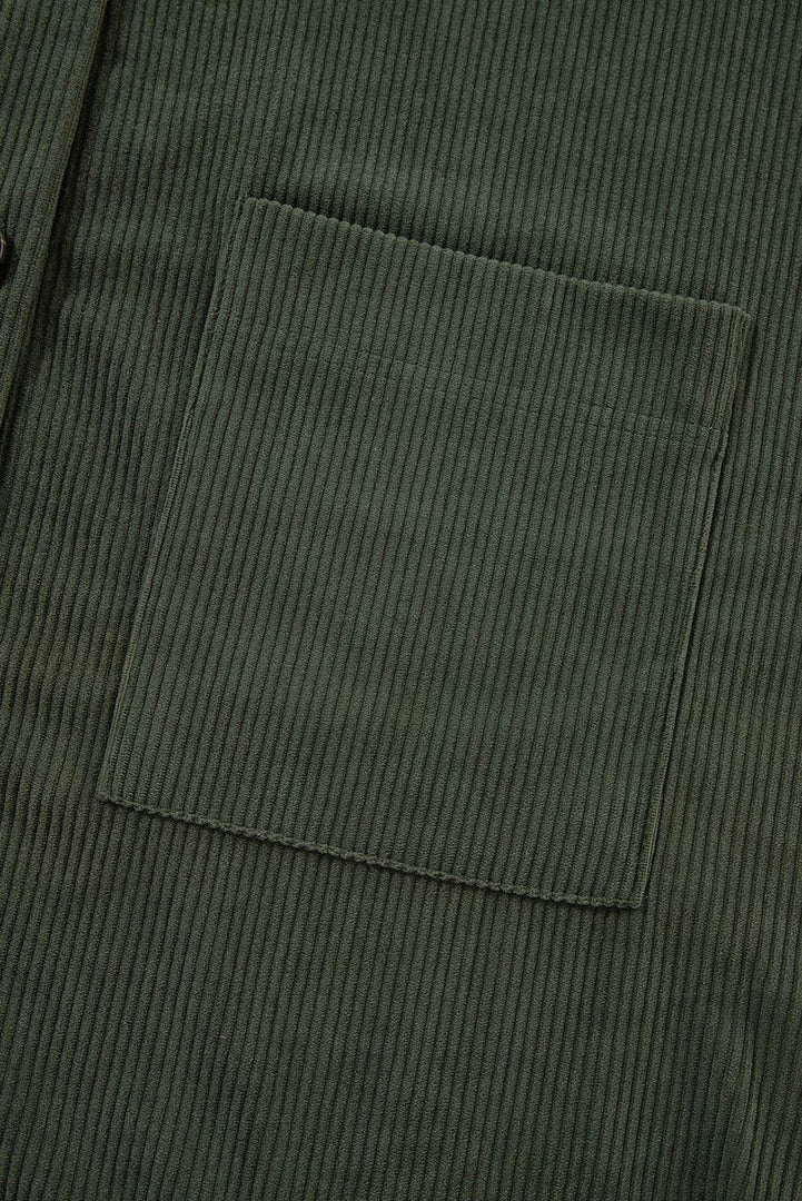 Jungle Green Oversized Corduroy Contrast Hooded Shacket - Fashion Queen -  12