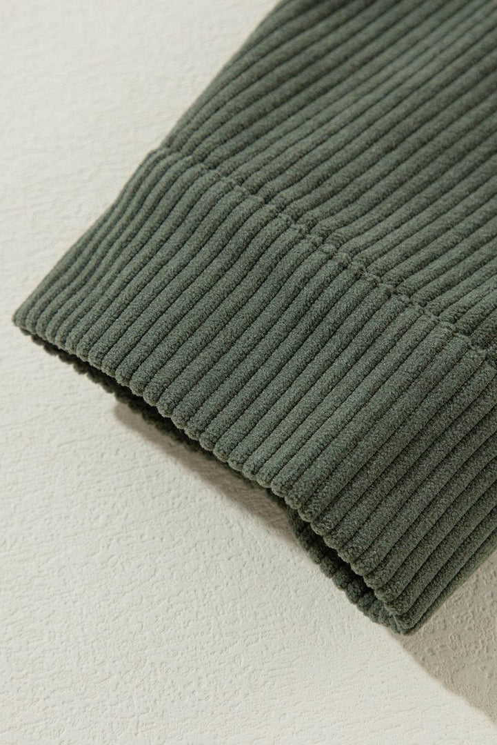 Jungle Green Oversized Corduroy Contrast Hooded Shacket - Fashion Queen -  15