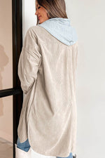 Load image into Gallery viewer, Jungle Green Oversized Corduroy Contrast Hooded Shacket - Fashion Queen -  22
