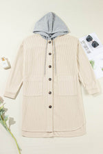 Load image into Gallery viewer, Jungle Green Oversized Corduroy Contrast Hooded Shacket - Fashion Queen -  25
