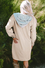 Load image into Gallery viewer, Jungle Green Oversized Corduroy Contrast Hooded Shacket - Fashion Queen -  5
