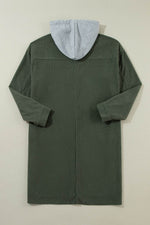Load image into Gallery viewer, Jungle Green Oversized Corduroy Contrast Hooded Shacket - Fashion Queen -  9
