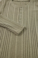 Load image into Gallery viewer, Jungle Green Ribbed Knit Half Button Slim Fit Blouse - Fashion Queen -  9
