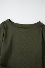 Load image into Gallery viewer, Jungle Green Ribbed Side Slit Ruched Slim Fit Long Sleeve Mini Dress - Fashion Queen -  7
