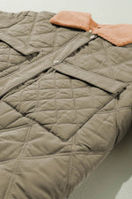 Load image into Gallery viewer, Jungle Green Teddy Collar Flap Pockets Quilted Puffer Jacket - Fashion Queen -  10
