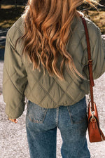 Load image into Gallery viewer, Jungle Green Teddy Collar Flap Pockets Quilted Puffer Jacket - Fashion Queen -  2
