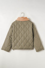 Load image into Gallery viewer, Jungle Green Teddy Collar Flap Pockets Quilted Puffer Jacket - Fashion Queen -  8

