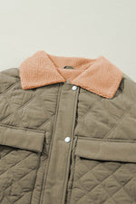 Load image into Gallery viewer, Jungle Green Teddy Collar Flap Pockets Quilted Puffer Jacket - Fashion Queen -  9
