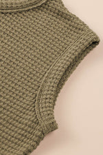 Load image into Gallery viewer, Jungle Green Waffle Knit Sleeveless Long Dress with Slits - Fashion Queen -  17
