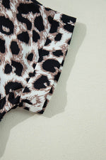 Load image into Gallery viewer, Khaki Cheetah Print Backless V Neck Loose Fit Mini Dress - Fashion Queen -  15
