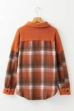 Load image into Gallery viewer, Khaki Colorblock Plaid Pattern Flap Pockets Buttoned Shacket - Fashion Queen -  4
